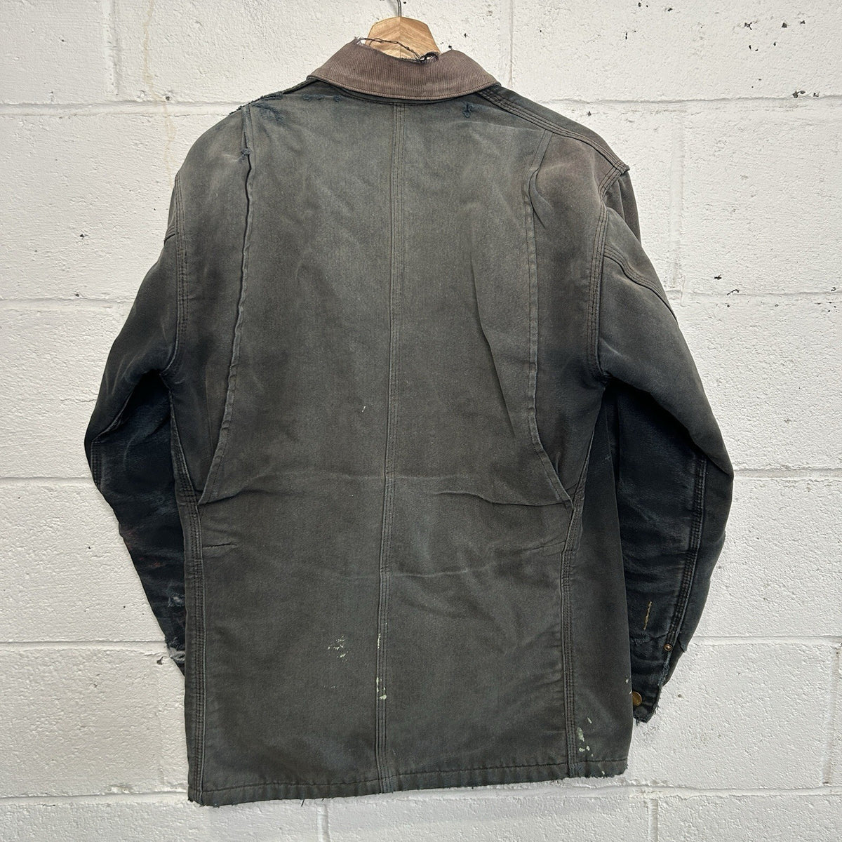 Thrashed Vintage Carhartt Blanket-Lined Chore Coat “Black” C01 BLK Men’s Small