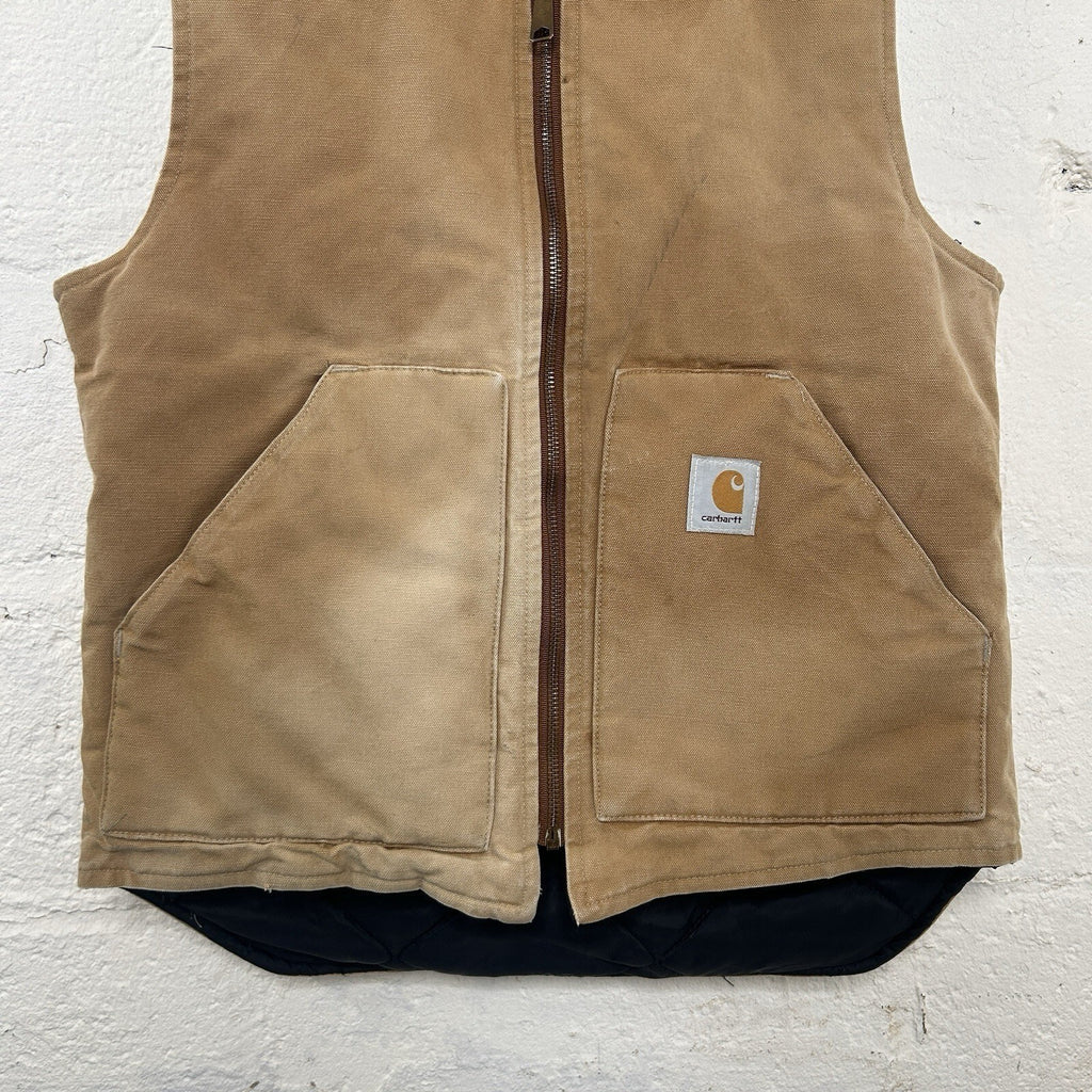 Vintage Faded Carhartt Quilted Canvas Artic Vest “Brown” V01 BRN Men’s Medium