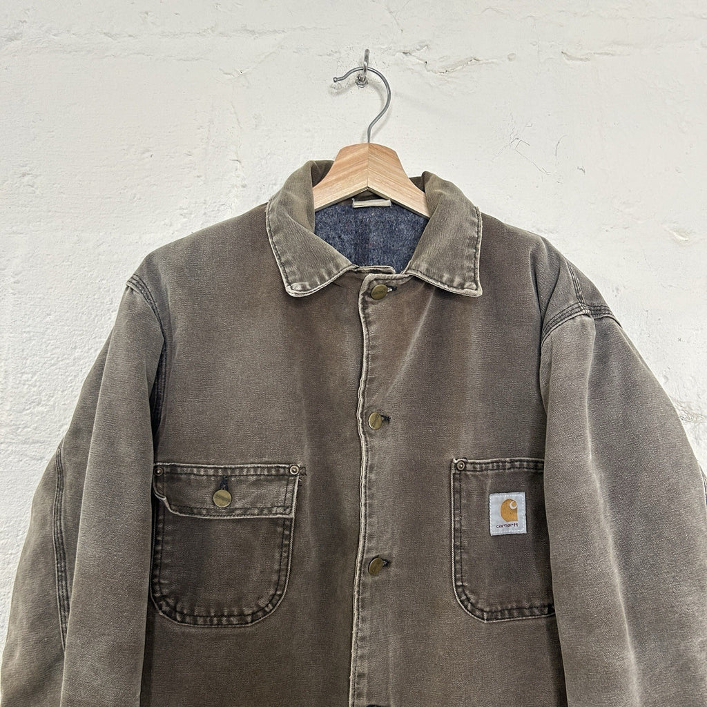 Vintage Faded Carhartt Blanket-Lined Chore Coat “Chestnut” CB182 Men’s Large