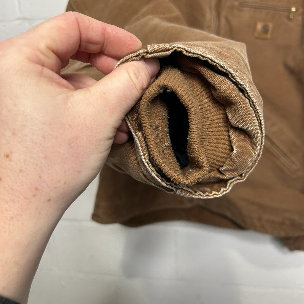 Y2K Carhartt Sherpa-Lined Hooded Detroit Jacket “Brown” J141 BRN Men’s X-Large