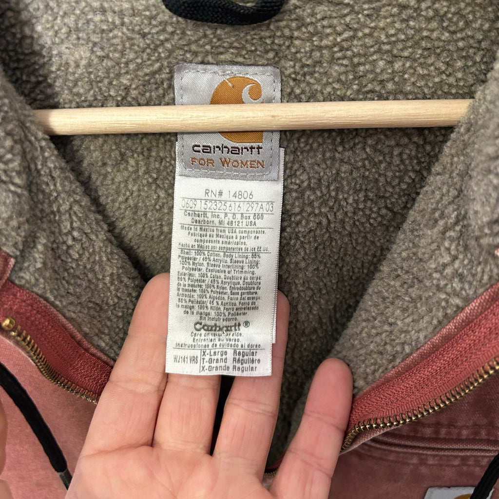Y2K Carhartt Sherpa Hooded Detroit Jacket “Vintage Rose” WJ141 VRS Women’s XL