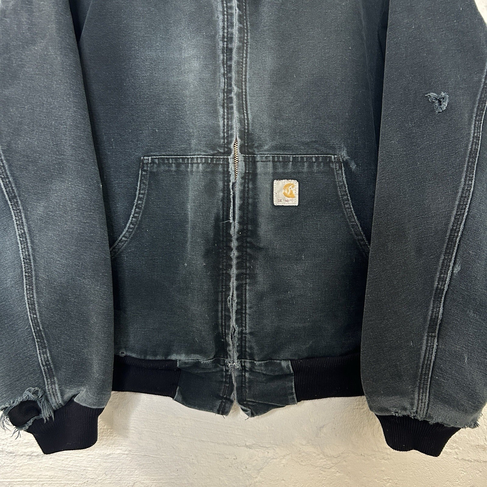 Faded Thrashed Carhartt Thermal Hooded Active Jacket “Black” J131 BLK Men’s 2XL