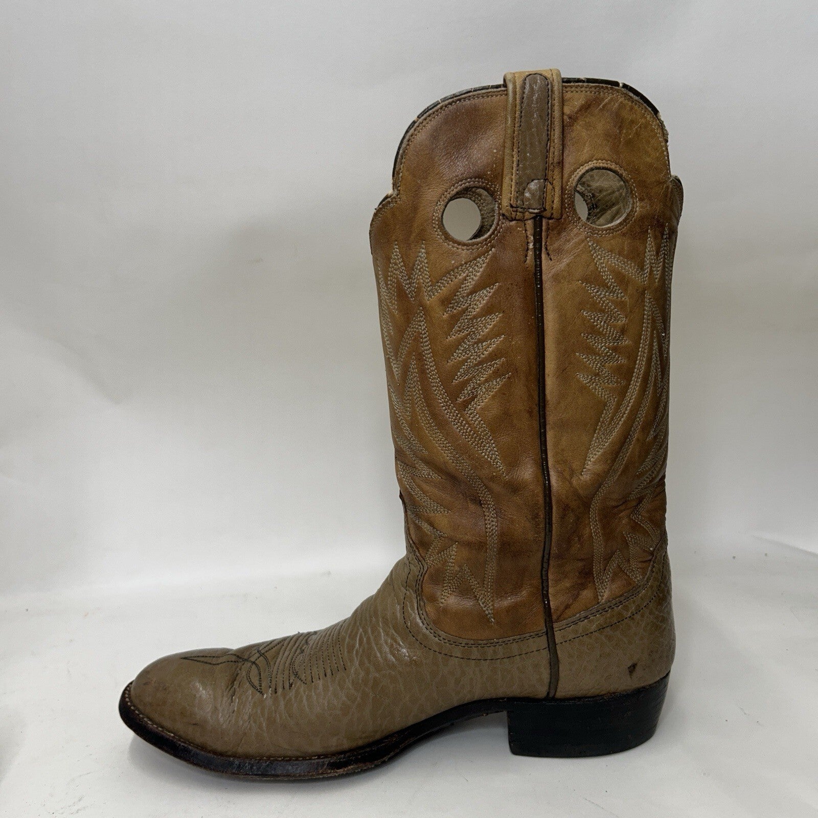 Vintage Dan Post Bullhide Western Cowboy Boots Two-Tone “Tan” Men’s 11D