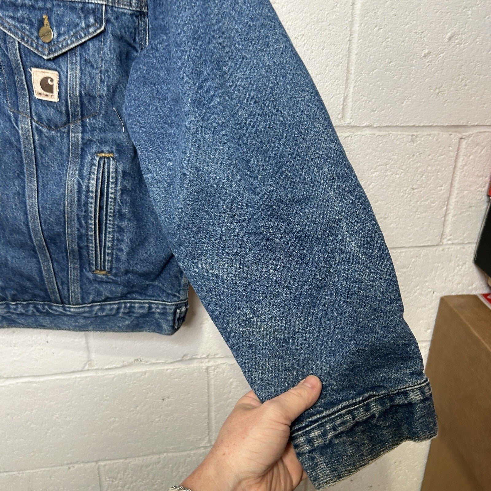 Vintage Carhartt Blanket-Lined Denim Trucker Jacket “Darkstone” J11 DST Men’s L