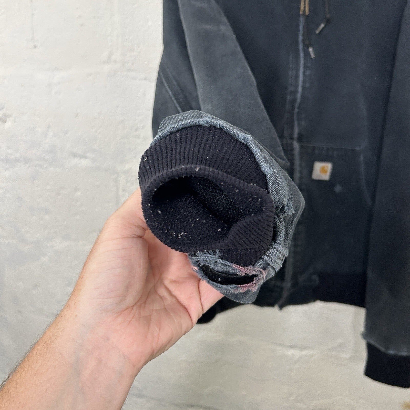 Faded Thrashed Carhartt Thermal Hooded Active Jacket “Black” J131 BLK Men’s LRG