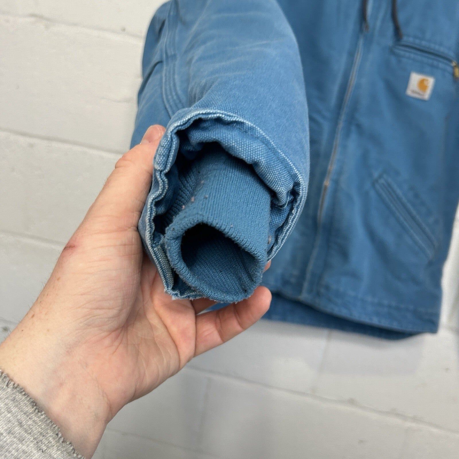 Y2K Carhartt Sherpa-Lined Hooded Detroit Jacket “Blue Topaz” WJ141 431 Women’s S