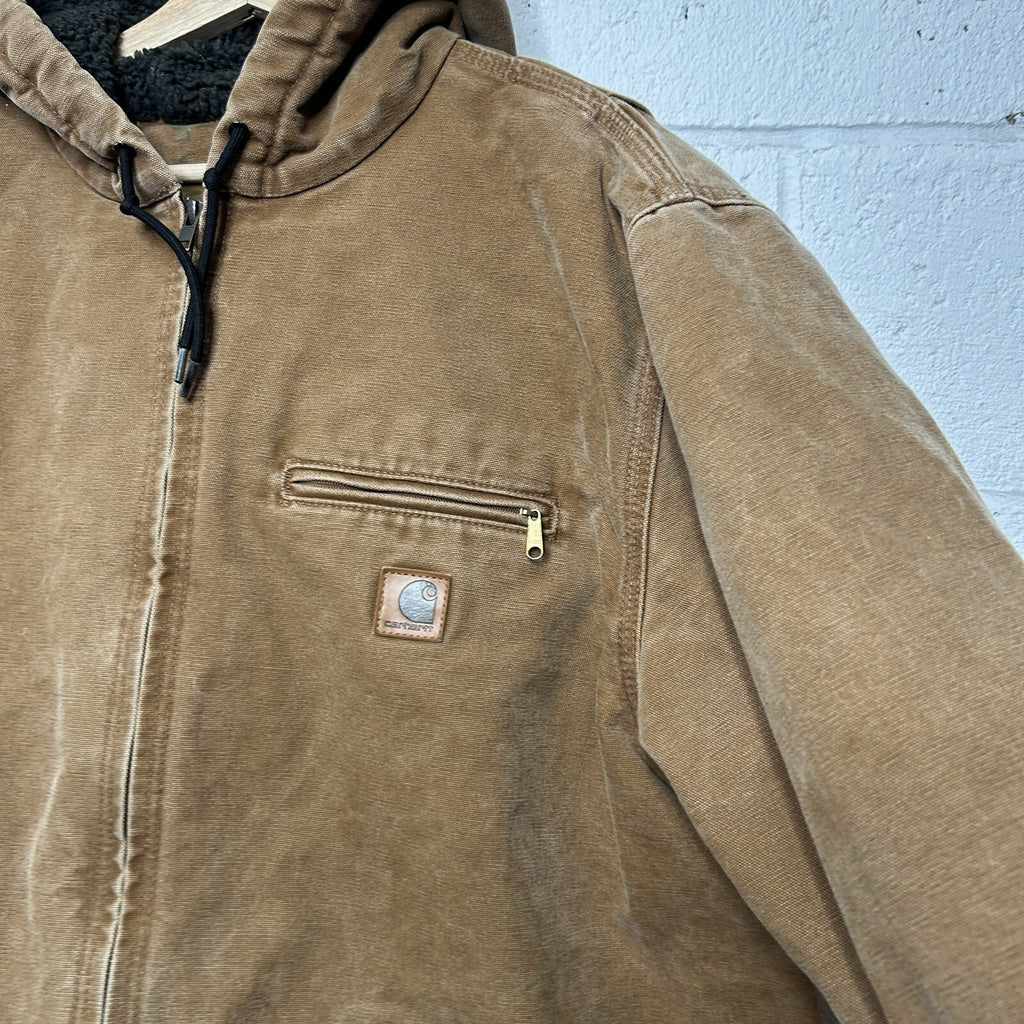 Carhartt Sherpa-Lined Hooded Detroit Jacket “Brown” J141 211 Men’s X-Large
