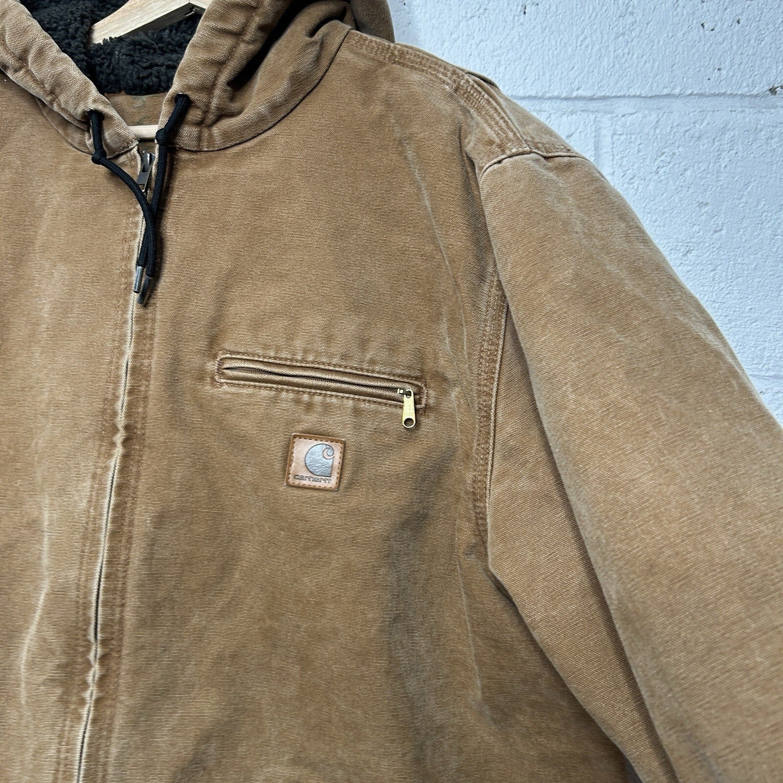Carhartt Sherpa-Lined Hooded Detroit Jacket “Brown” J141 211 Men’s X-Large