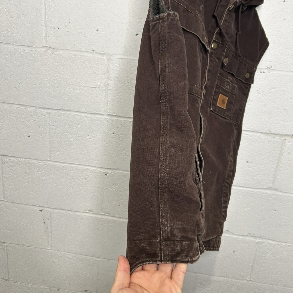 Carhartt Sandstone Sherpa-Lined Hooded Vest “Dark Brown” 100114-201 Men’s Medium