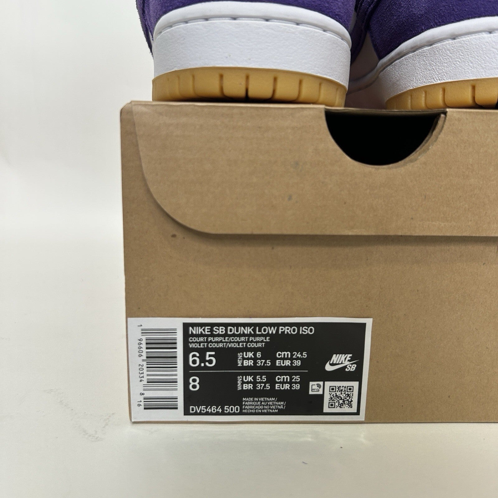 Nike SB Dunk Low Pro ISO Orange Label “Court Purple Gum” DV5464-500 Men's 6.5