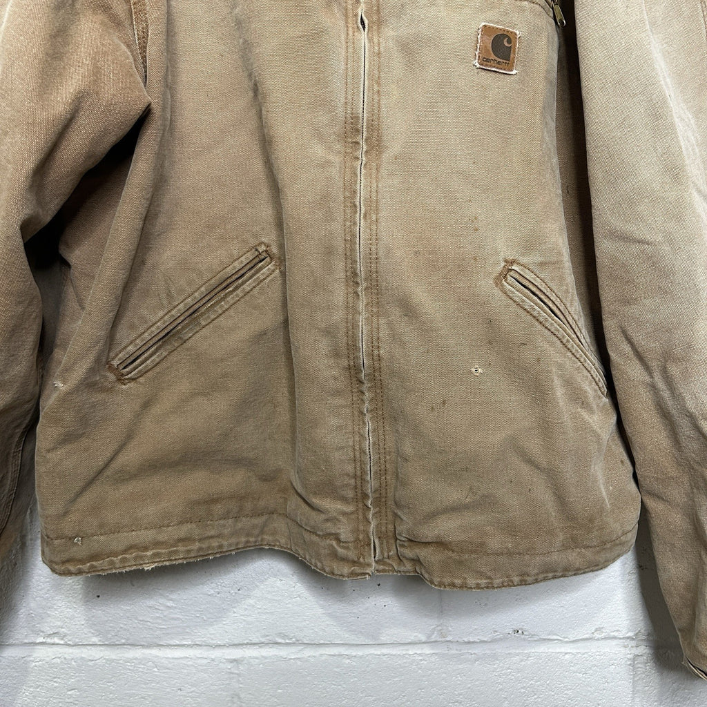Y2K Carhartt Sherpa-Lined Hooded Detroit Jacket “Brown” J141 BRN Men’s X-Large