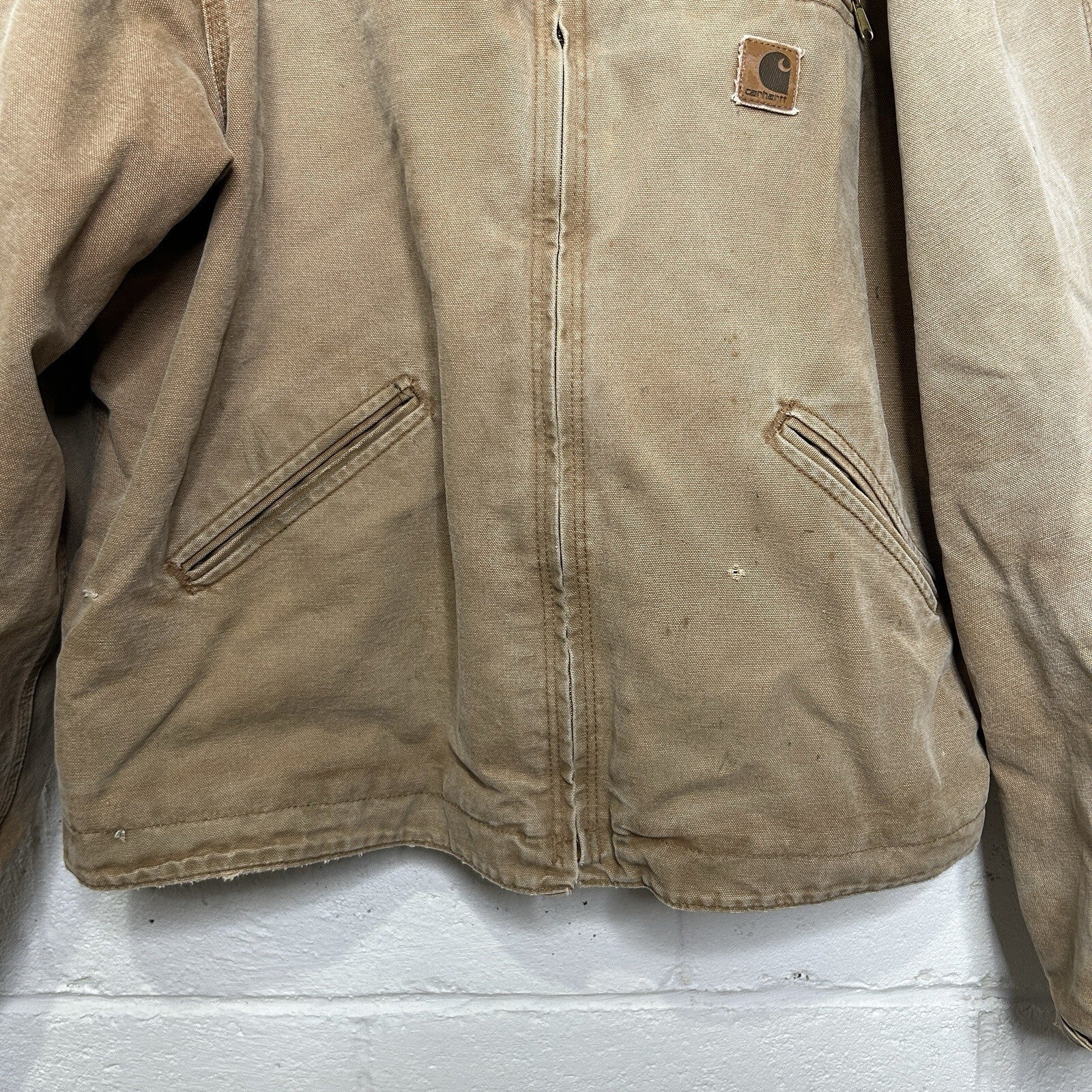 Y2K Carhartt Sherpa-Lined Hooded Detroit Jacket “Brown” J141 BRN Men’s X-Large