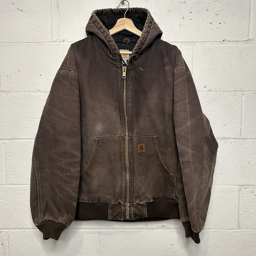 Vintage Carhartt Hooded Active Jacket “Dark Brown” J130 DKB Men’s X-Large Worn