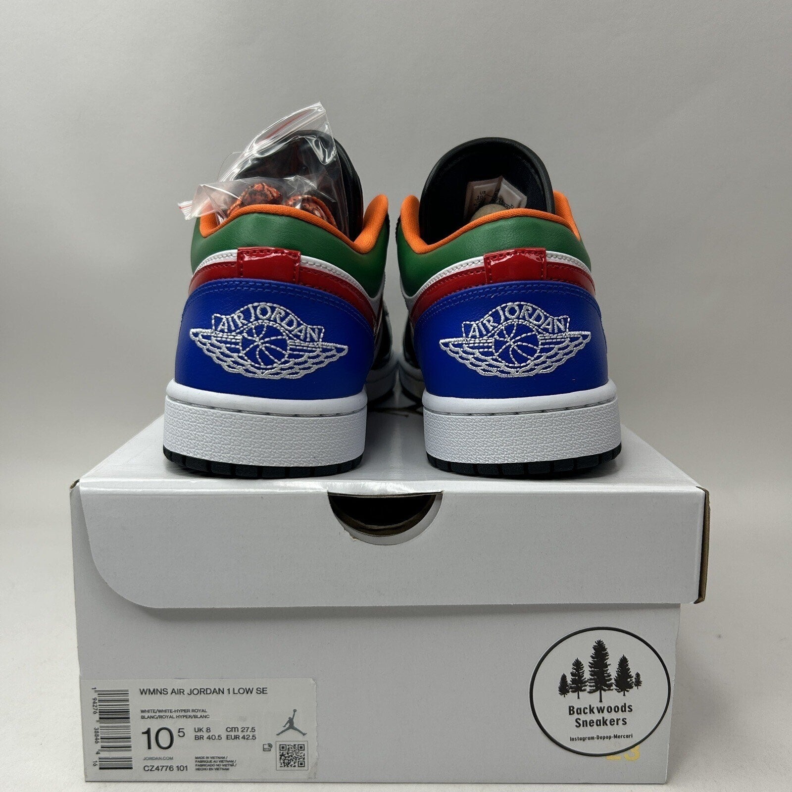 Nike Air Jordan 1 Low SE “Black Toe Multi-Color” CZ4776-101 Women’s 10.5 New