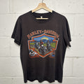 80's Vintage Harley-Davidson 3D Emblem Shield Mountains Tee