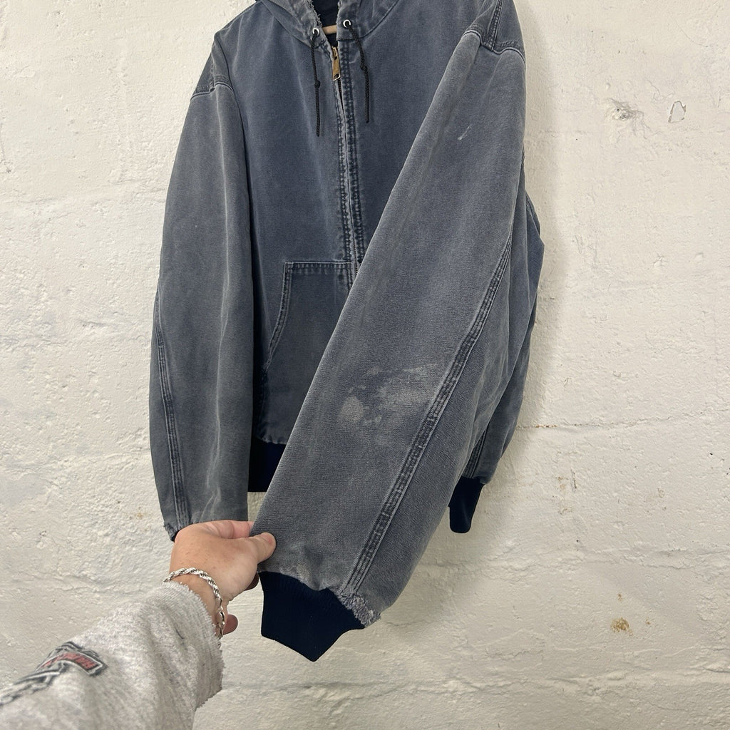 Vintage Faded Carhartt Hooded Active Jacket “Navy Blue” JQ283 Men’s X-Large