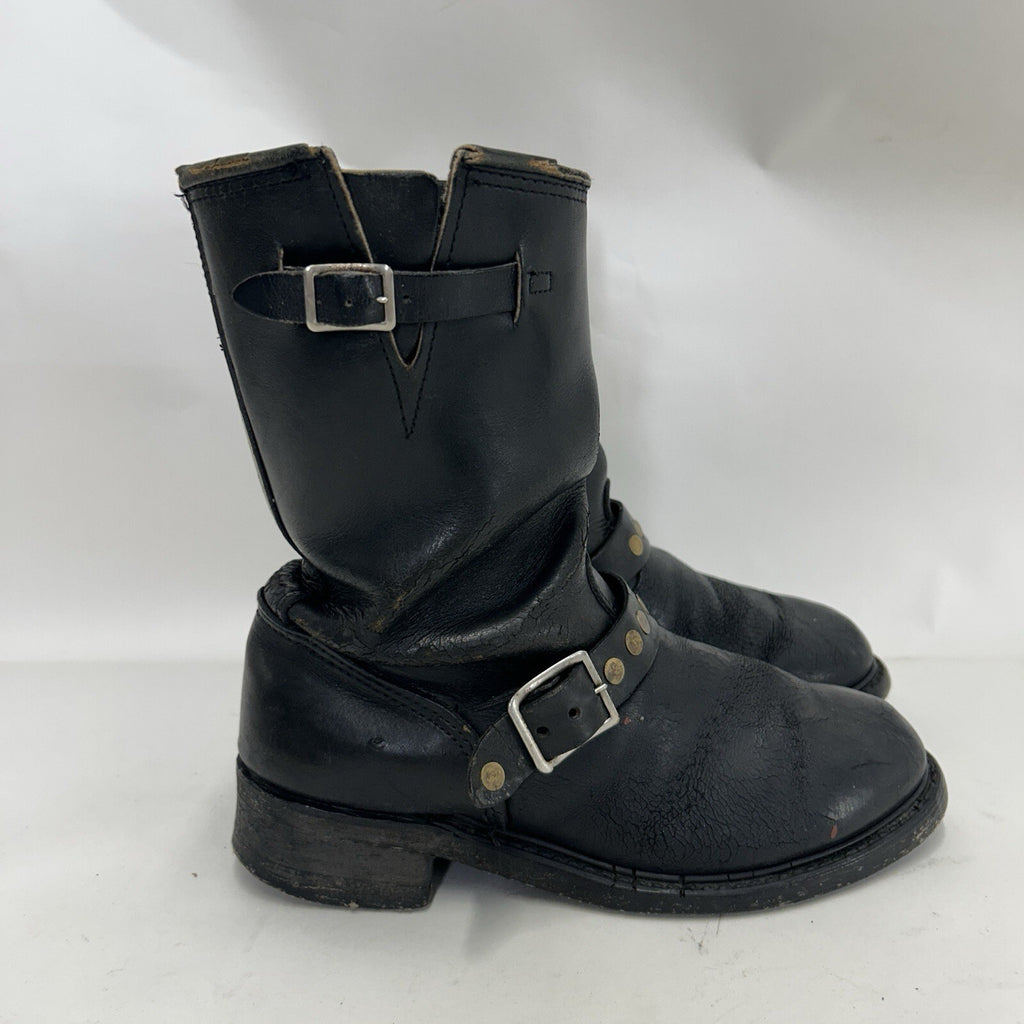 Vintage Riveted Engineer Boots Black Leather Made in USA Style 7800 Men’s 8