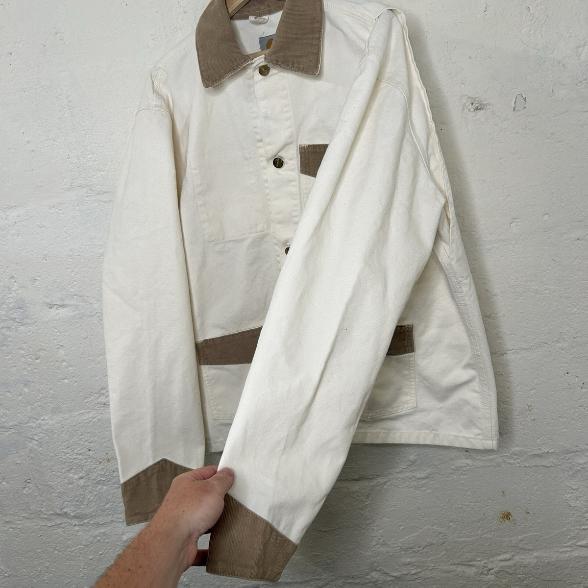 Vintage Carhartt Unlined Brush Chore Coat “Natural Brown” CUB017 Men’s Large