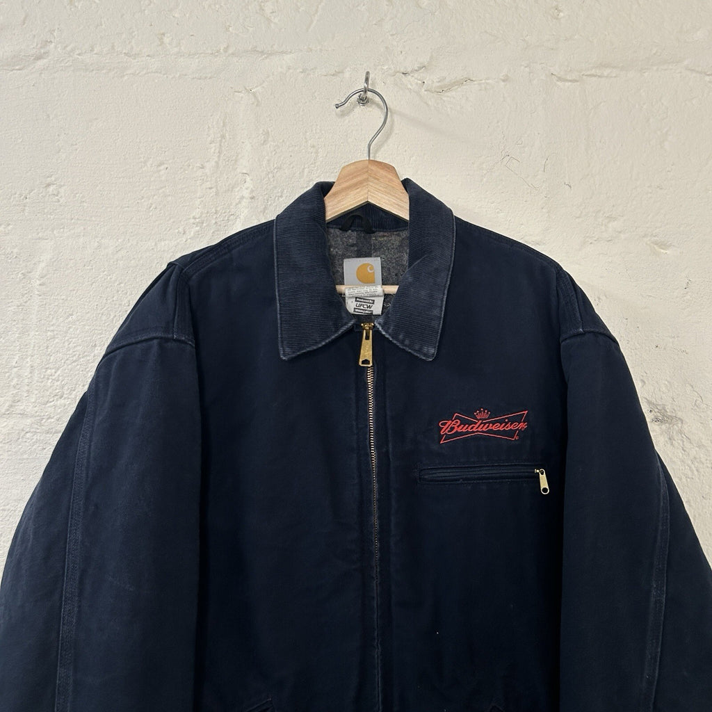 Y2K Carhartt Blanketed Detroit Jacket Budweiser “Dark Navy” J209 DNY Men’s XL