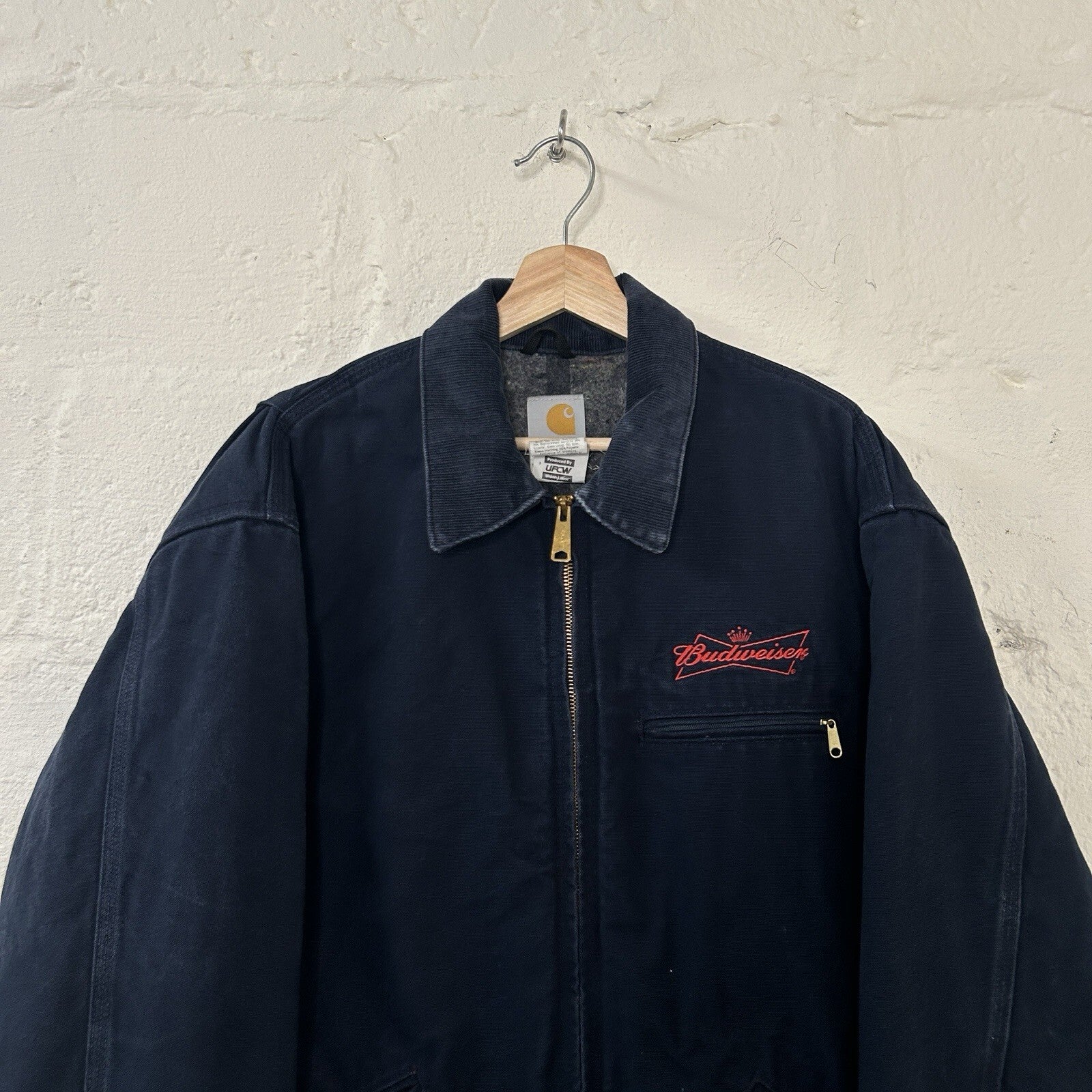 Y2K Carhartt Blanketed Detroit Jacket Budweiser “Dark Navy” J209 DNY Men’s XL