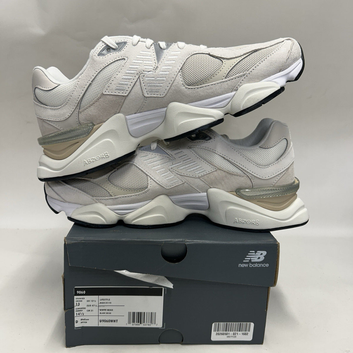 New Balance 9060 “Sea Salt Moonbeam” U9060WHT Men’s 13 New