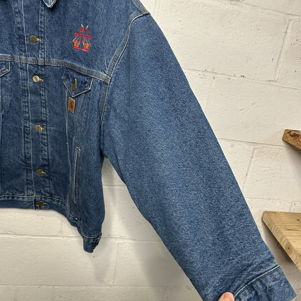 Vintage Carhartt Blanket-Lined Denim Trucker Jacket “Darkstone” J11DST Men’s XL