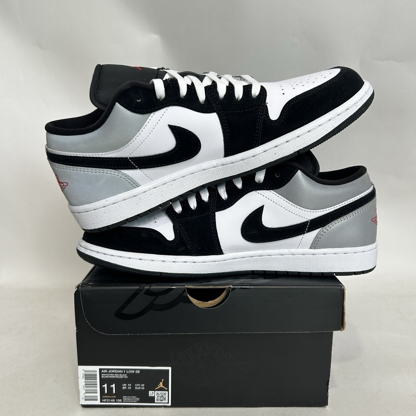 Nike Air Jordan 1 Retro Low SE “Matte Silver/Fire Red/Black” HF3148-106 Men’s 11