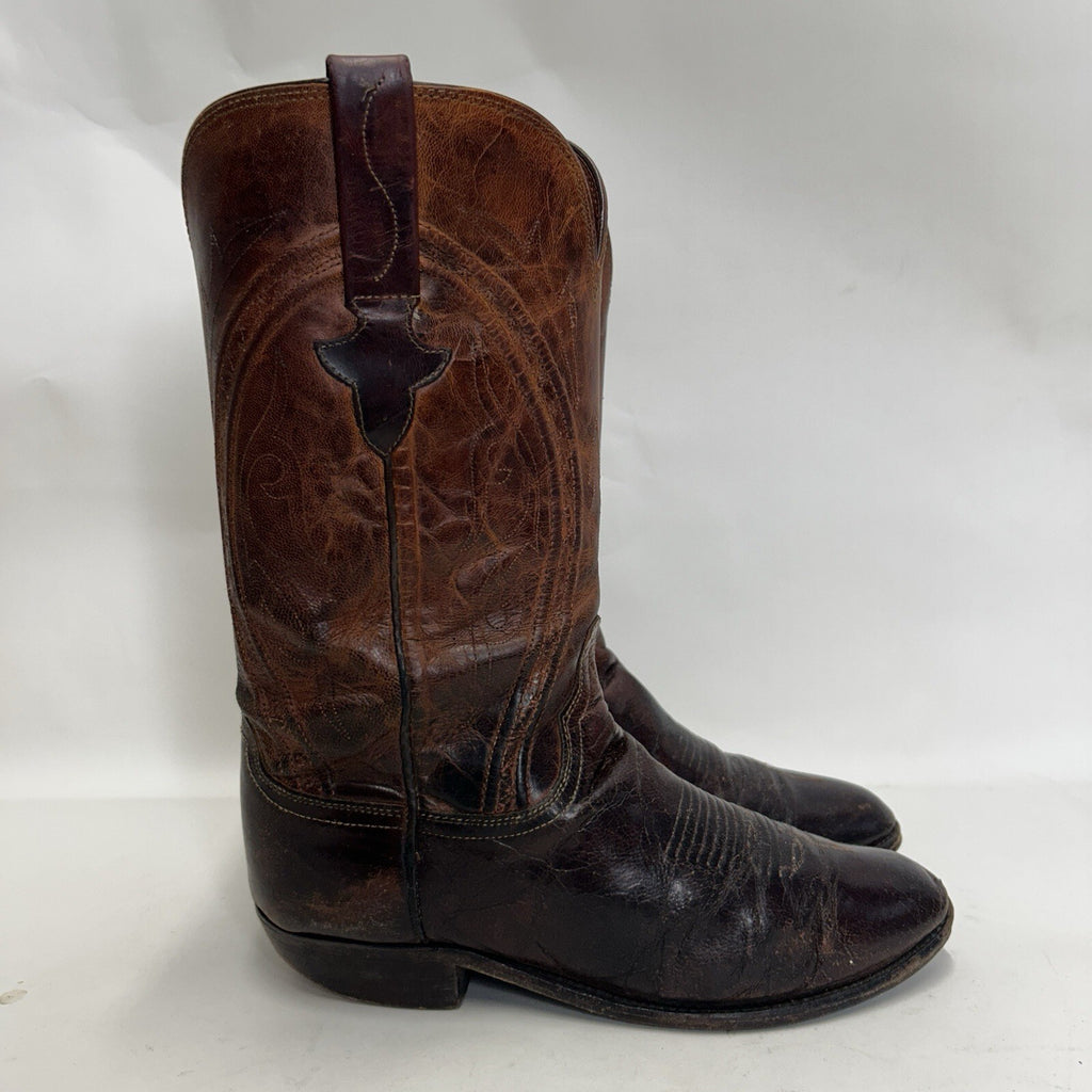 Vintage Lucchese Western Cowboy Boots Goat “Brown” Men’s 8.5EE Needs Repair