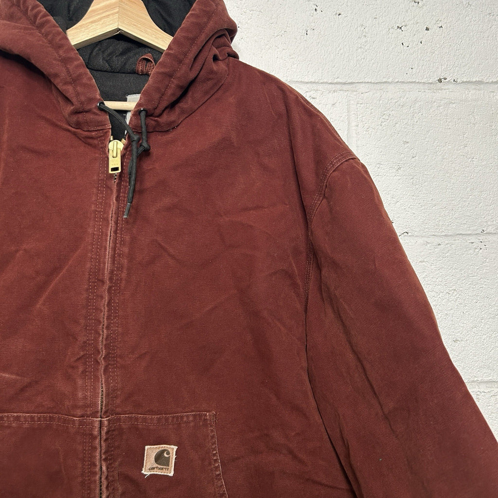 Vintage Carhartt Quilted Hooded Active Jacket “Clay Red” J130 CLY Men’s X-Large
