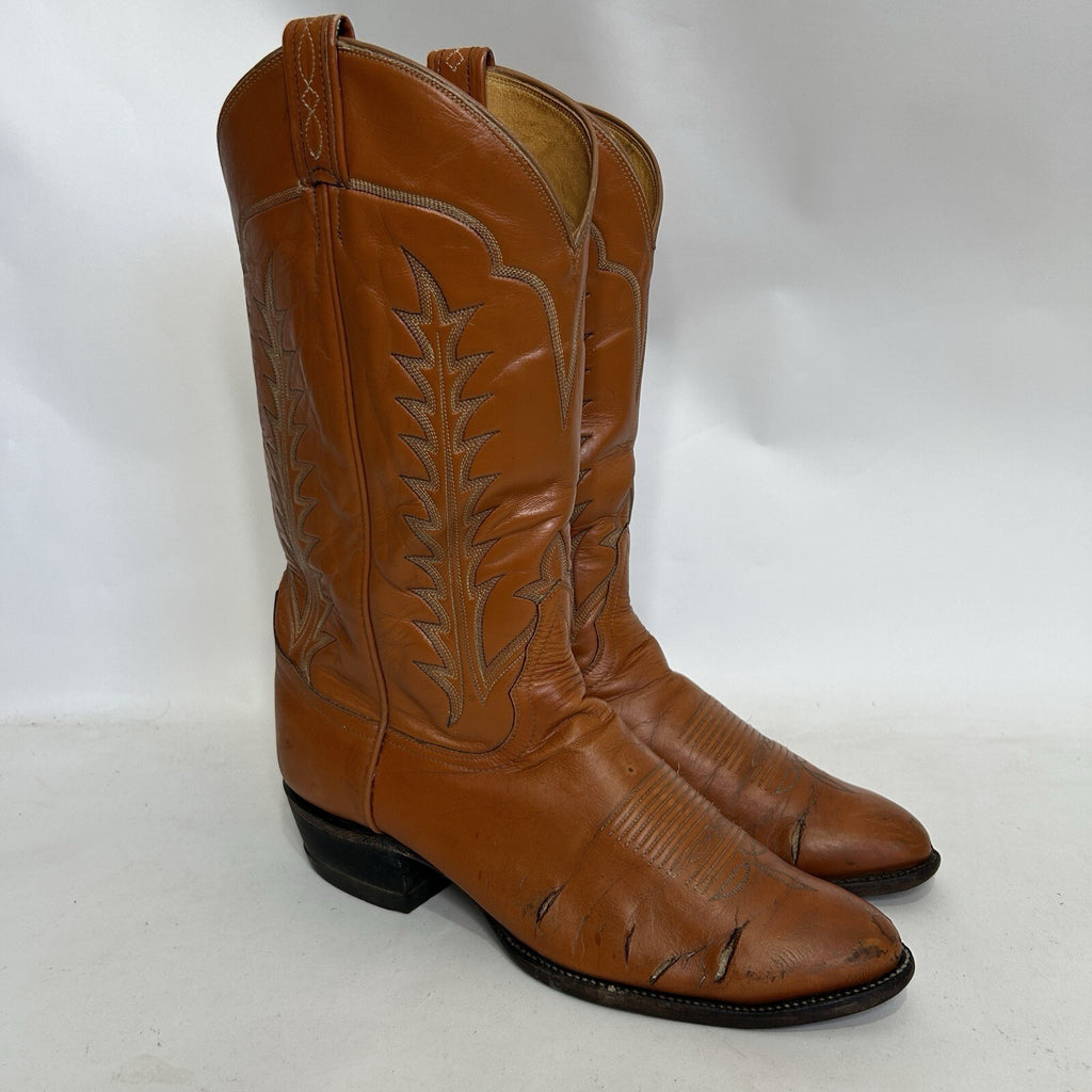 Vintage Western Tony Lama Cowboy Boots “Tan Brown” Men’s 10.5D Black Label