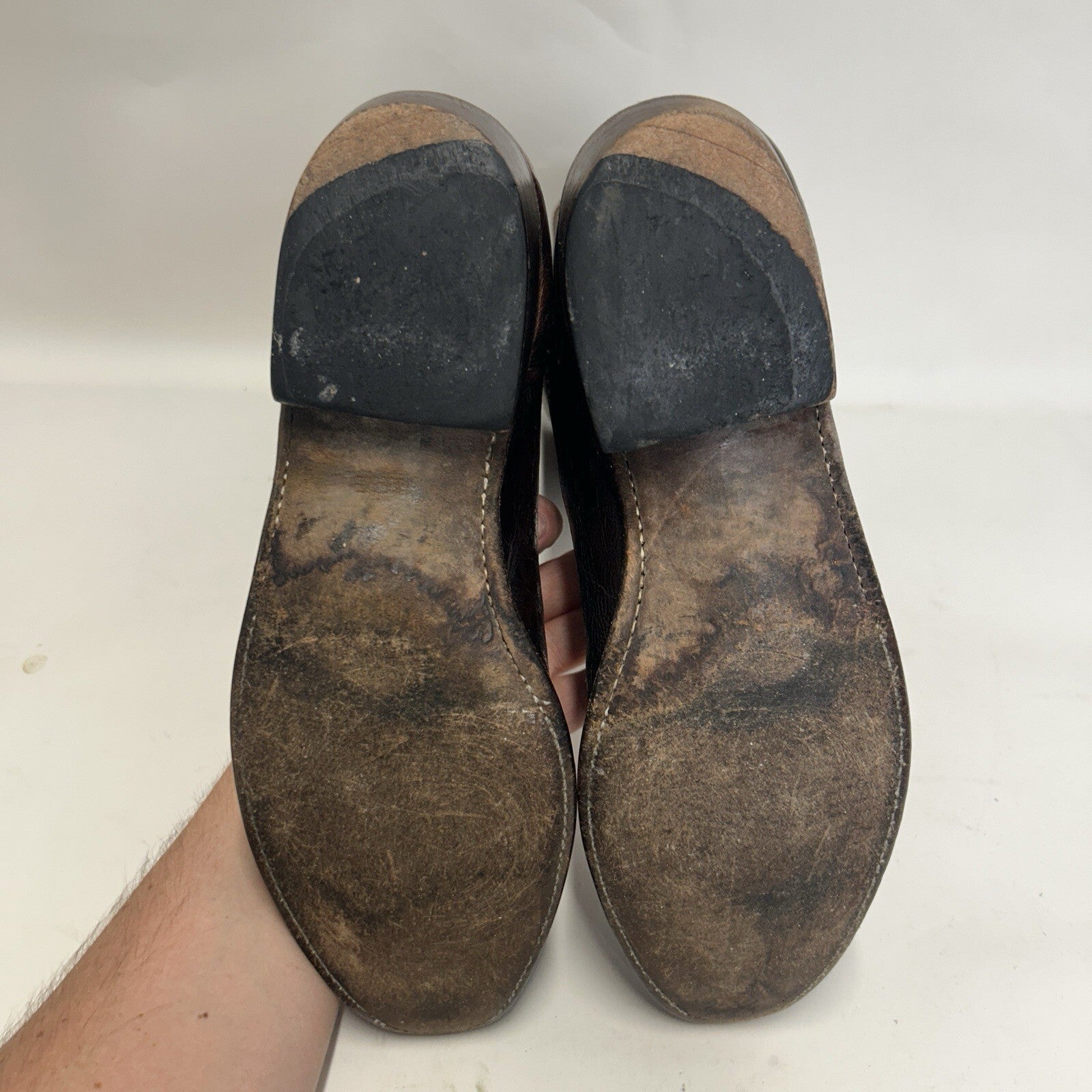 Vintage Lucchese Western Cowboy Boots Goat “Brown” Men’s 8.5EE Needs Repair