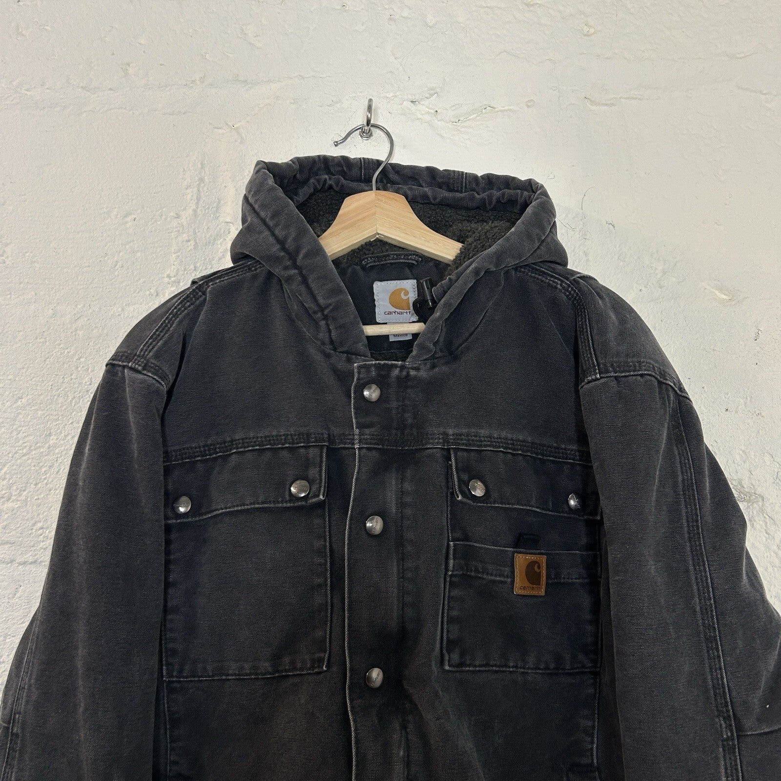 Carhartt Sherpa-Lined Multi Pocket Jacket Hooded “Black” 102285-001 Men’s Medium