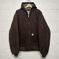 Vintage Carhartt Fleece-Lined Hooded Jacket “Dark Brown” J158 DKB Men's X-Large