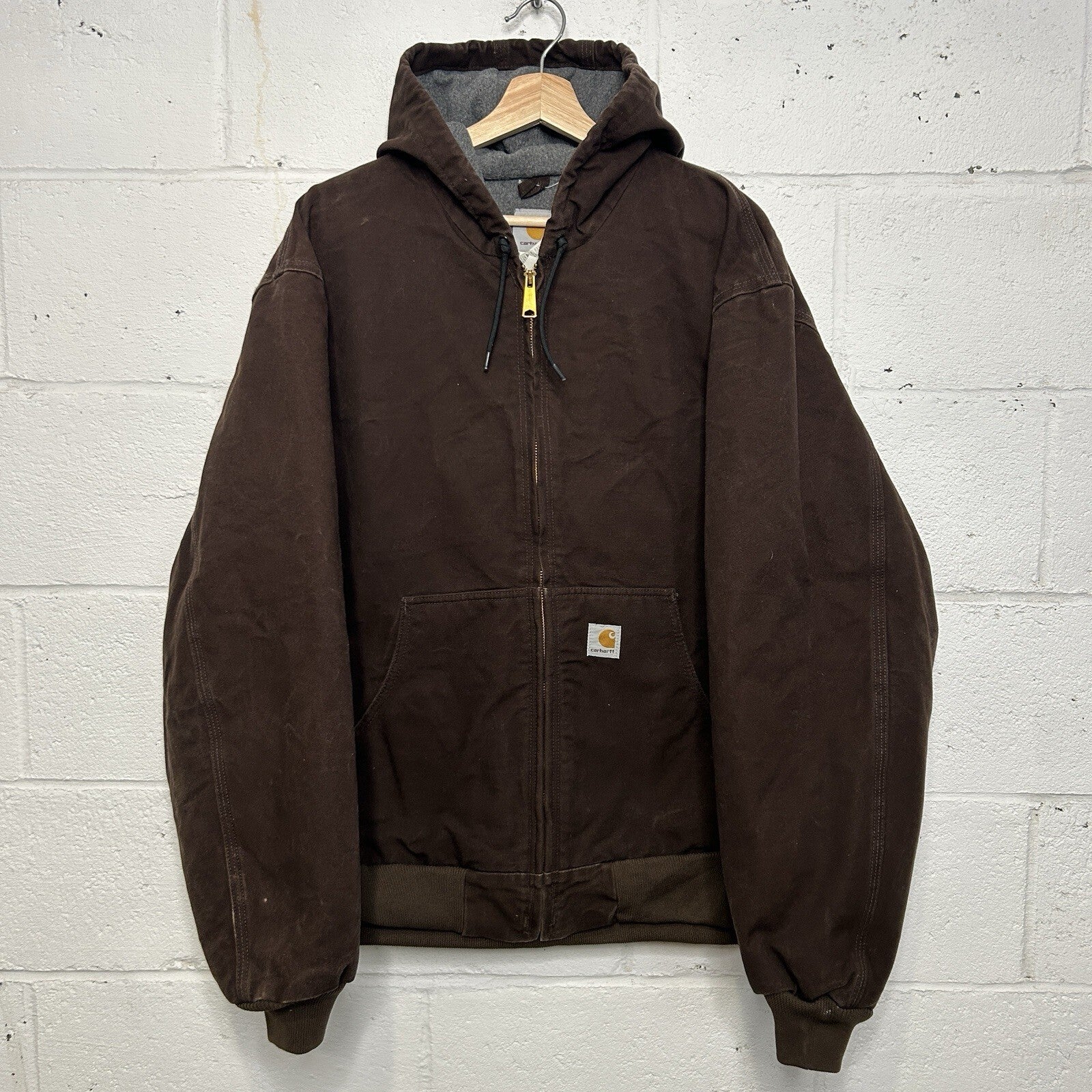 Vintage Carhartt Fleece-Lined Hooded Jacket “Dark Brown” J158 DKB Men's X-Large