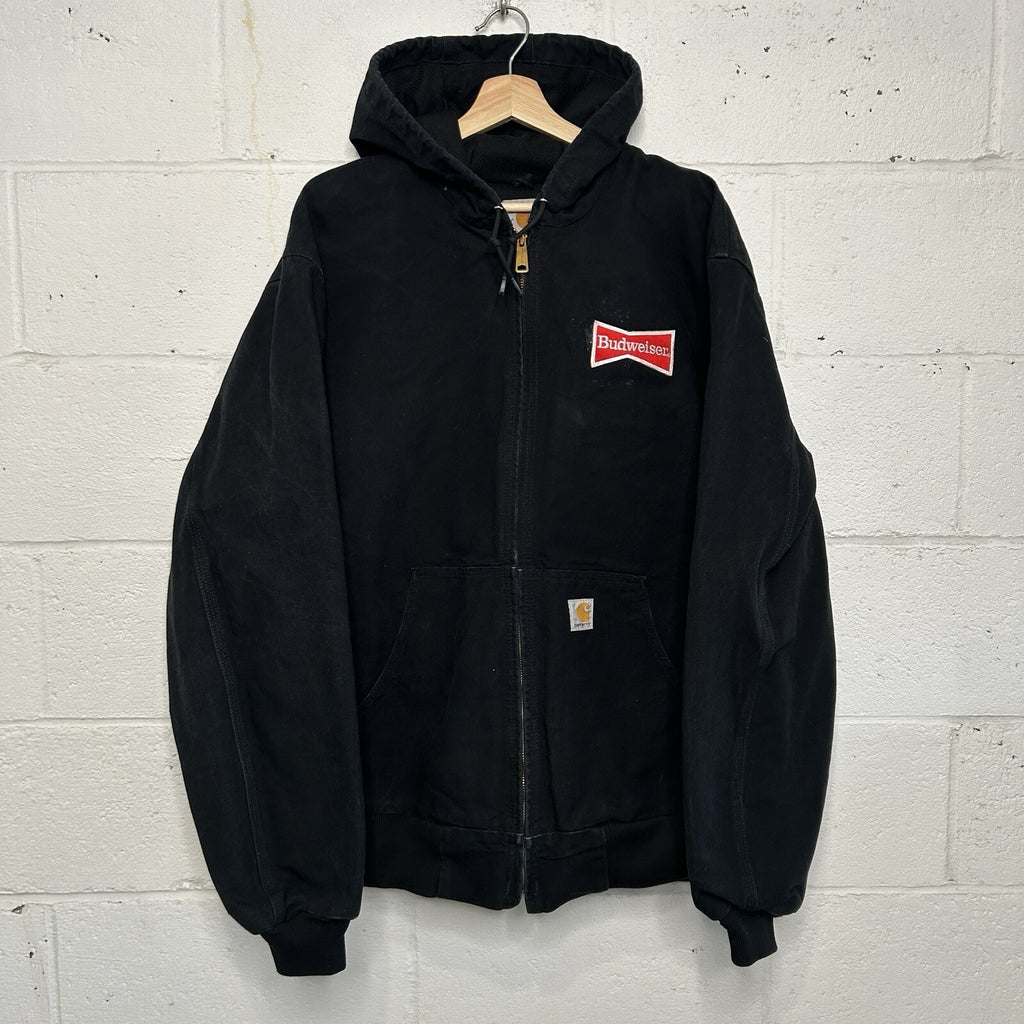 Carhartt Thermal Hooded Active Jacket “Black” Budweiser J131 BLK Men’s XL
