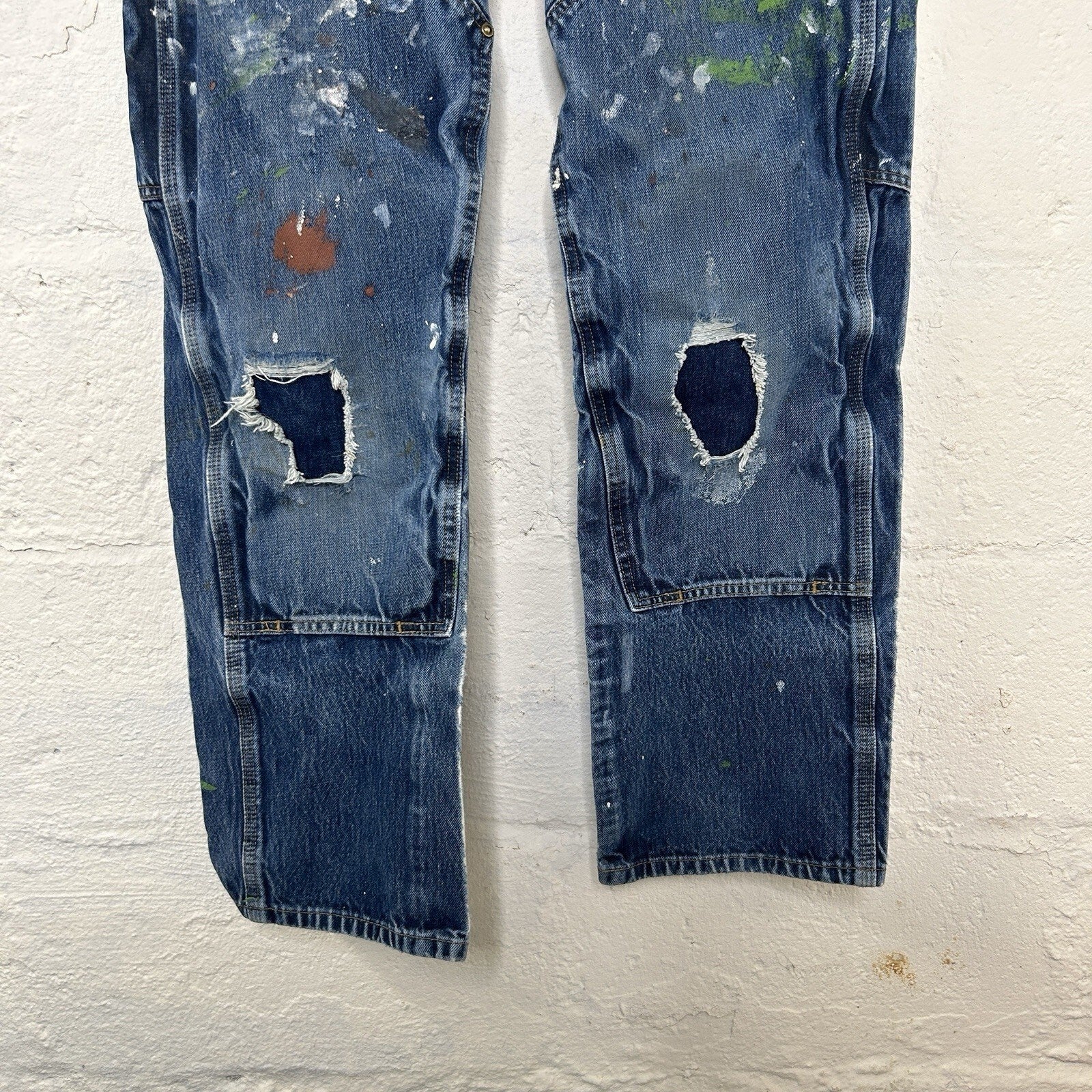 Thrashed Paint Splattered Carhartt DoubleKnee Logger Denim