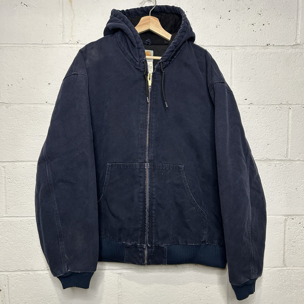 Vintage Carhartt Hooded Active Jacket “Midnight Blue” J130 MDT Men’s 2XL