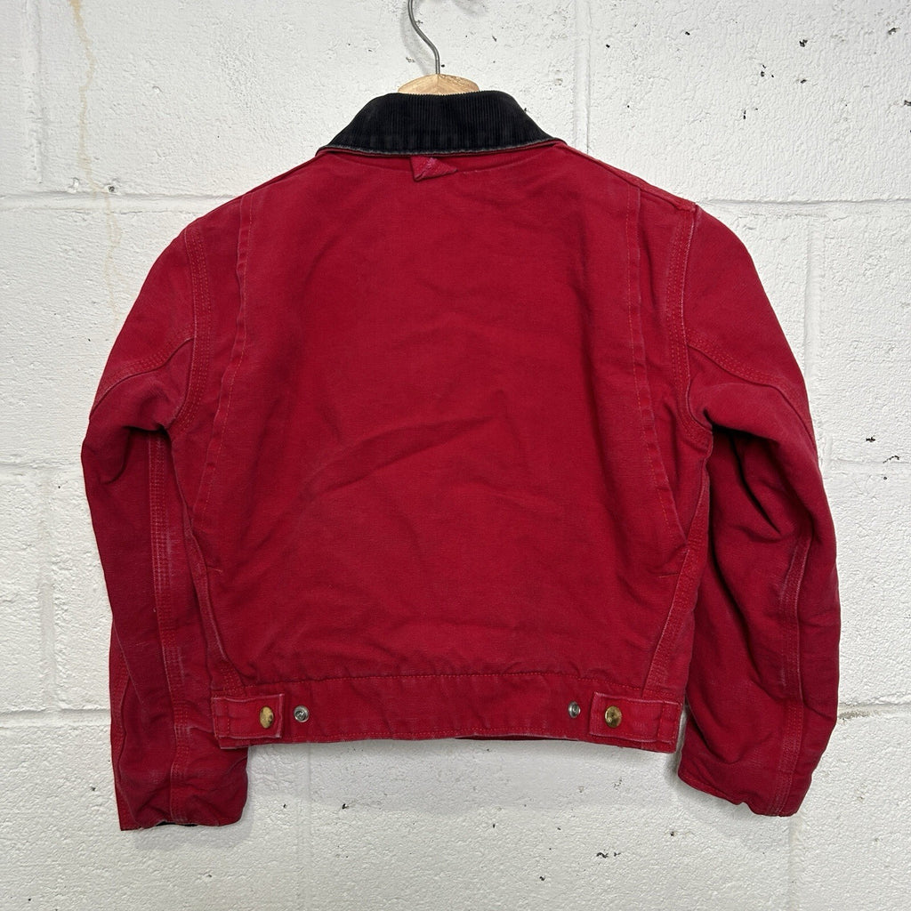 Vintage Carhartt Firm Duck Quilt-Lined Detroit Jacket “Red” JQ600 Youth Medium