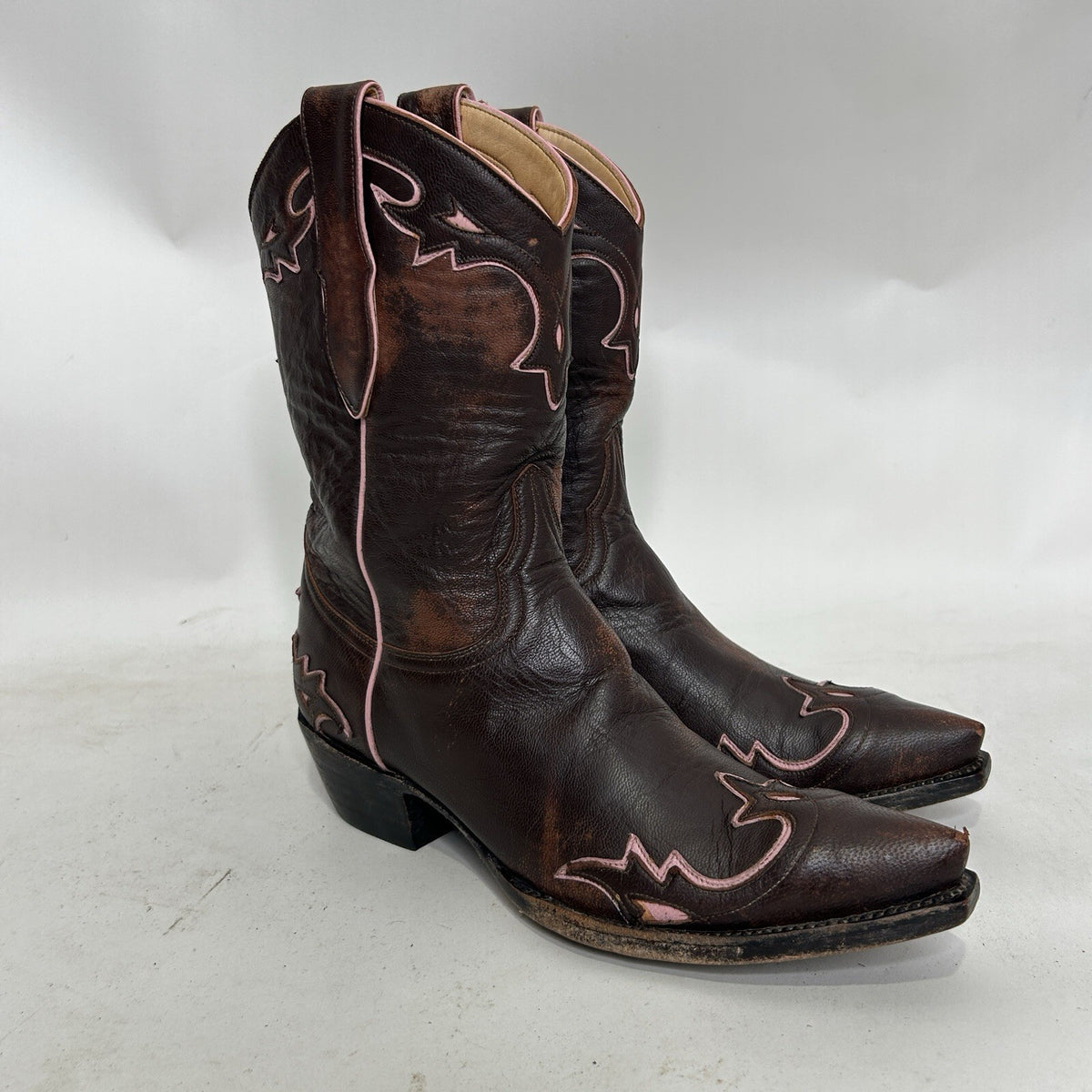 Vintage Old Gringo Villa Distressed Western Cowboy Boots “Brown Pink Women’s 8B