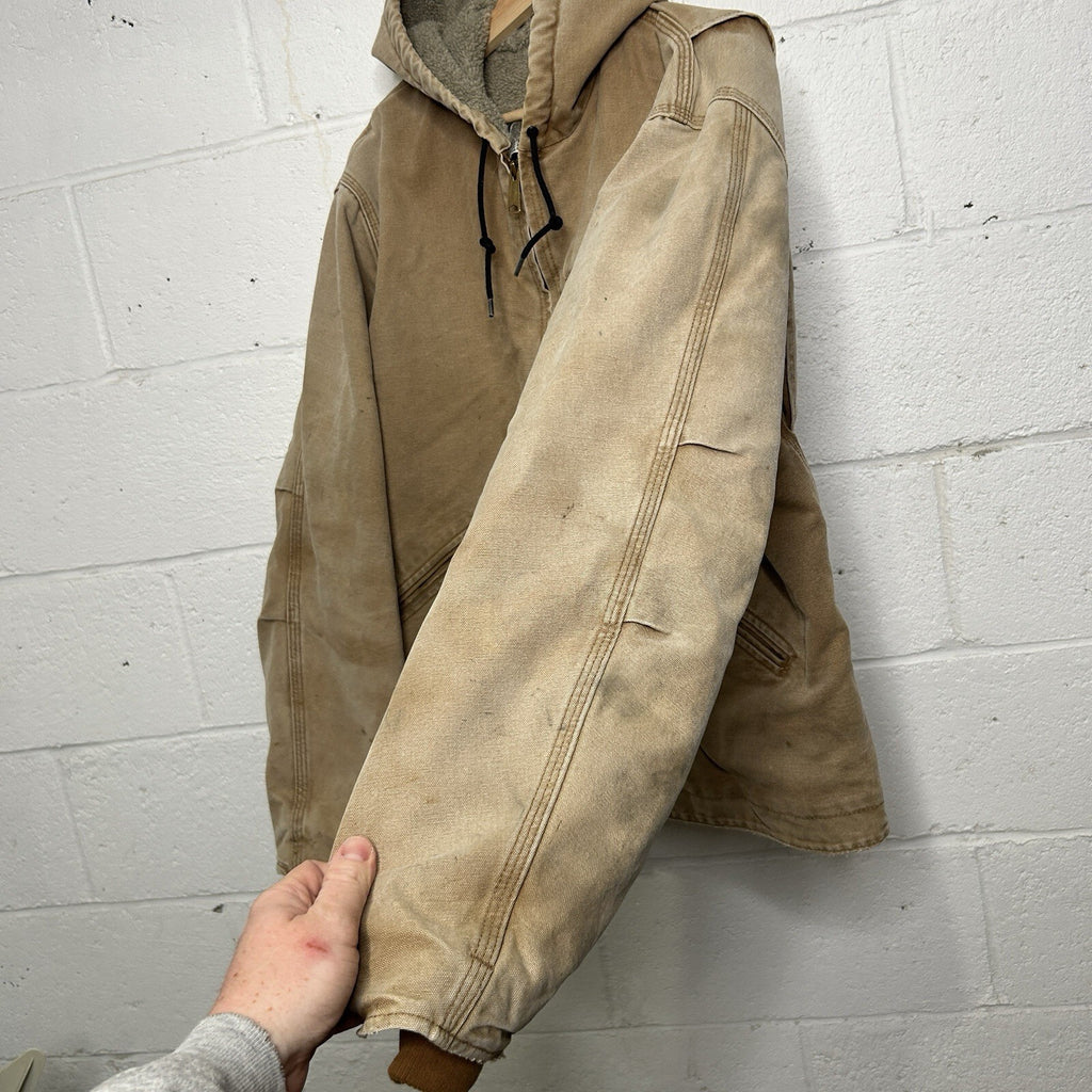 Y2K Carhartt Sherpa-Lined Hooded Detroit Jacket “Brown” J141 BRN Men’s X-Large