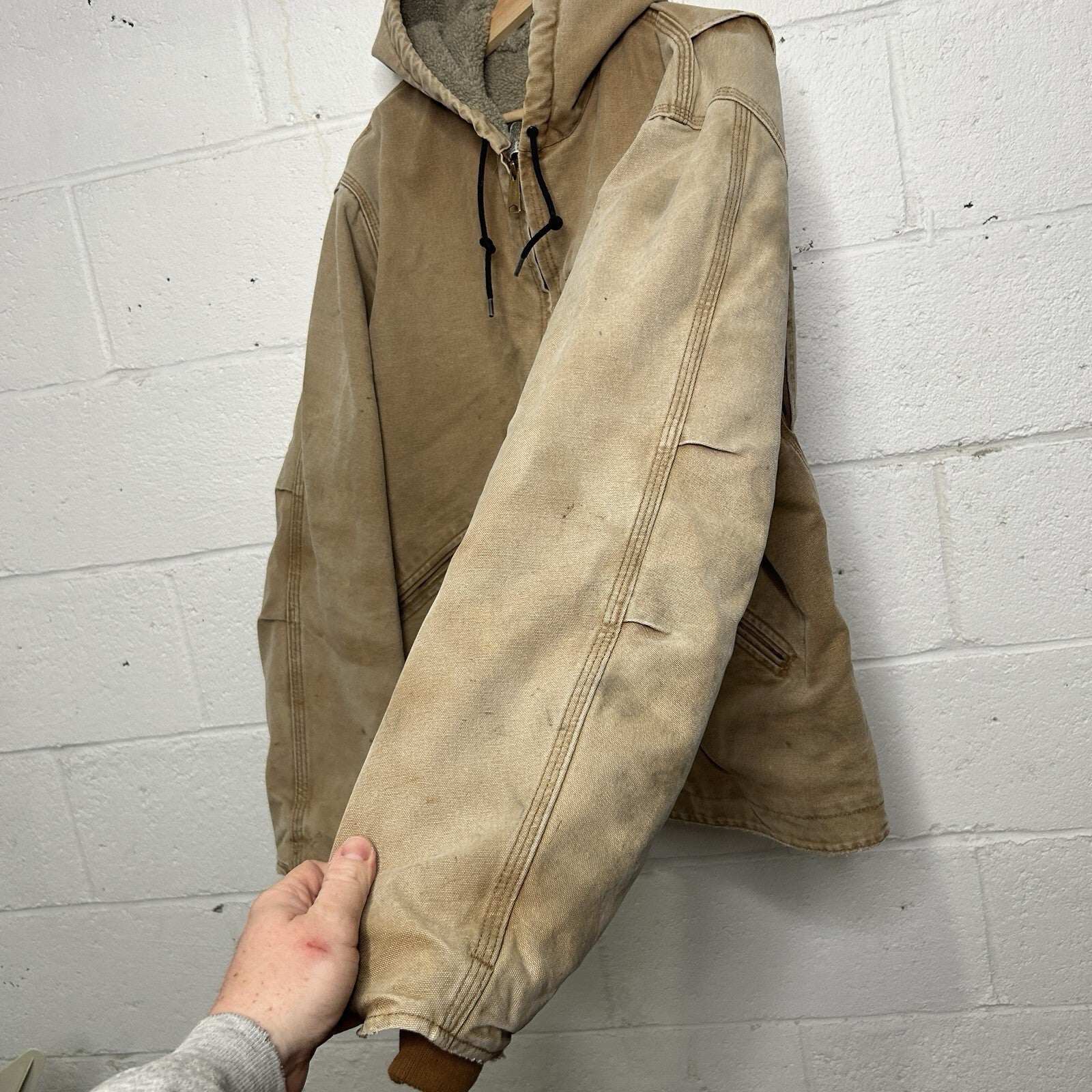 Y2K Carhartt Sherpa-Lined Hooded Detroit Jacket “Brown” J141 BRN Men’s X-Large