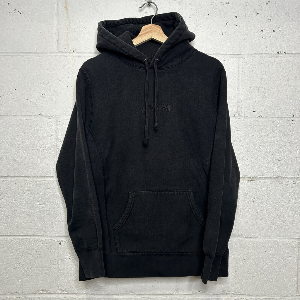 Supreme Tonal Logo Hooded Sweatshirt Hoodie “Black” Men’s Medium Worn