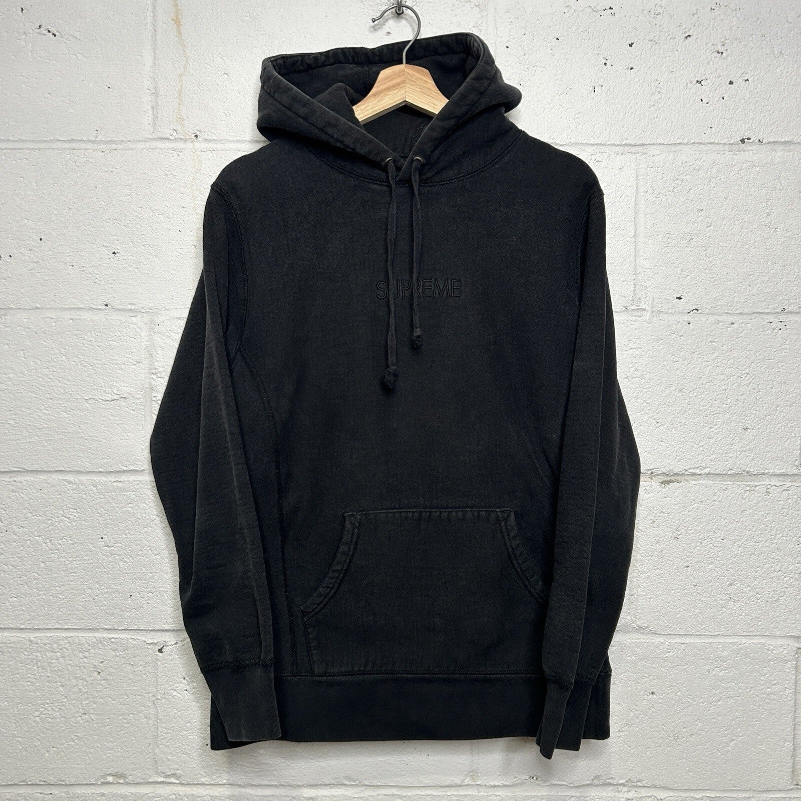 Supreme Tonal Logo Hooded Sweatshirt Hoodie “Black” Men’s Medium Worn