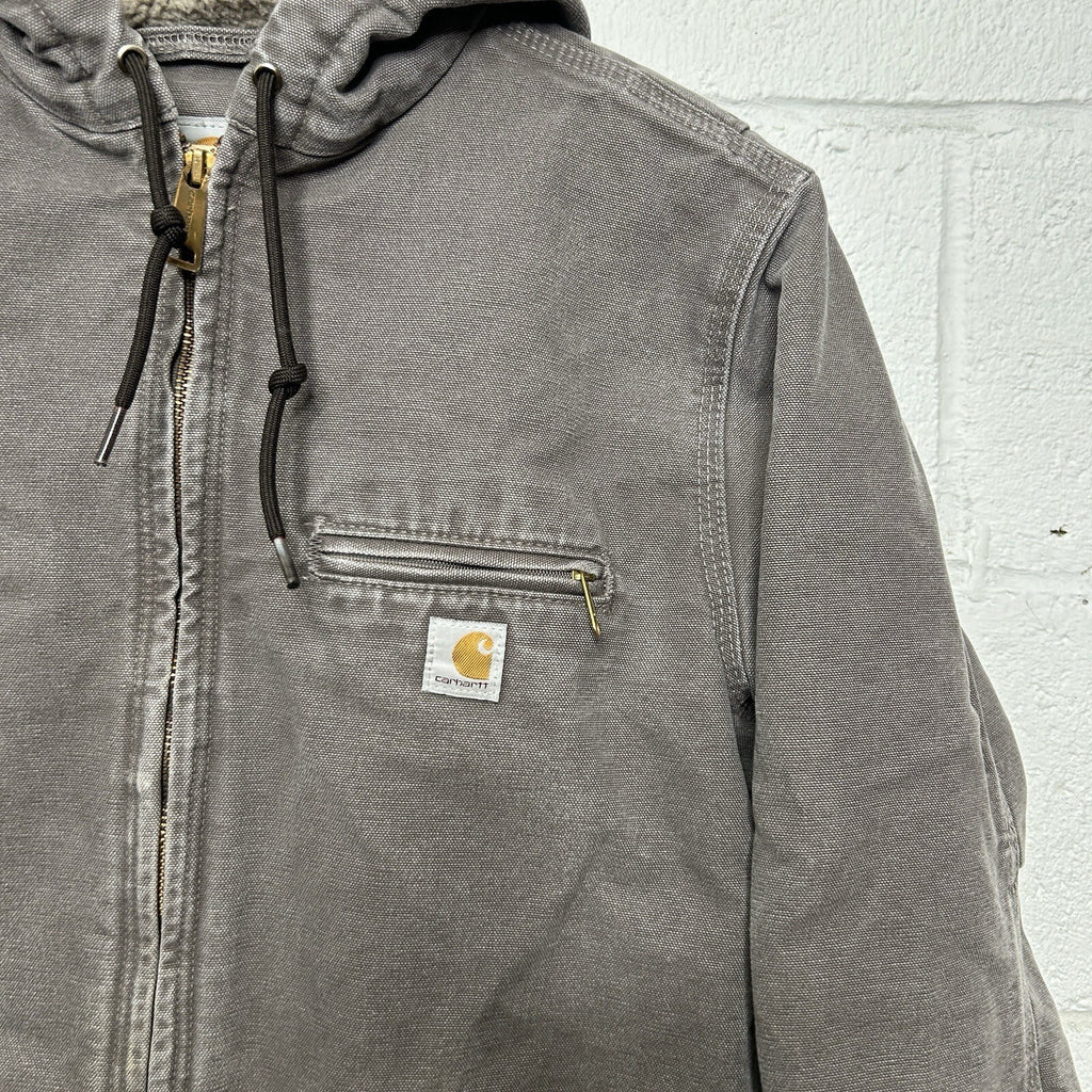 Y2K Carhartt Sherpa-Lined Hooded Detroit Jacket “Gray” WJ141-032 Women’s Medium