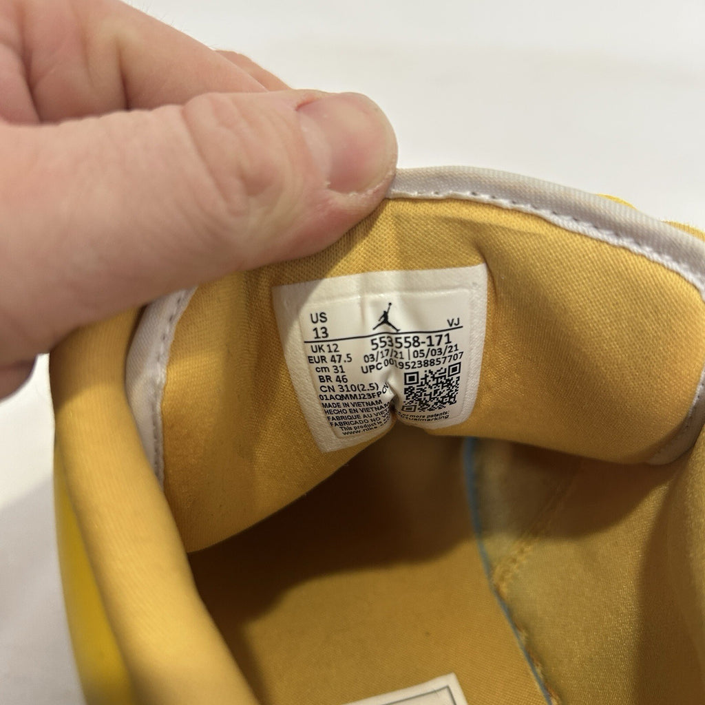 Nike Air Jordan 1 Low “Pollen/Yellow White” Shoes 553558-171 Men's 13 Worn