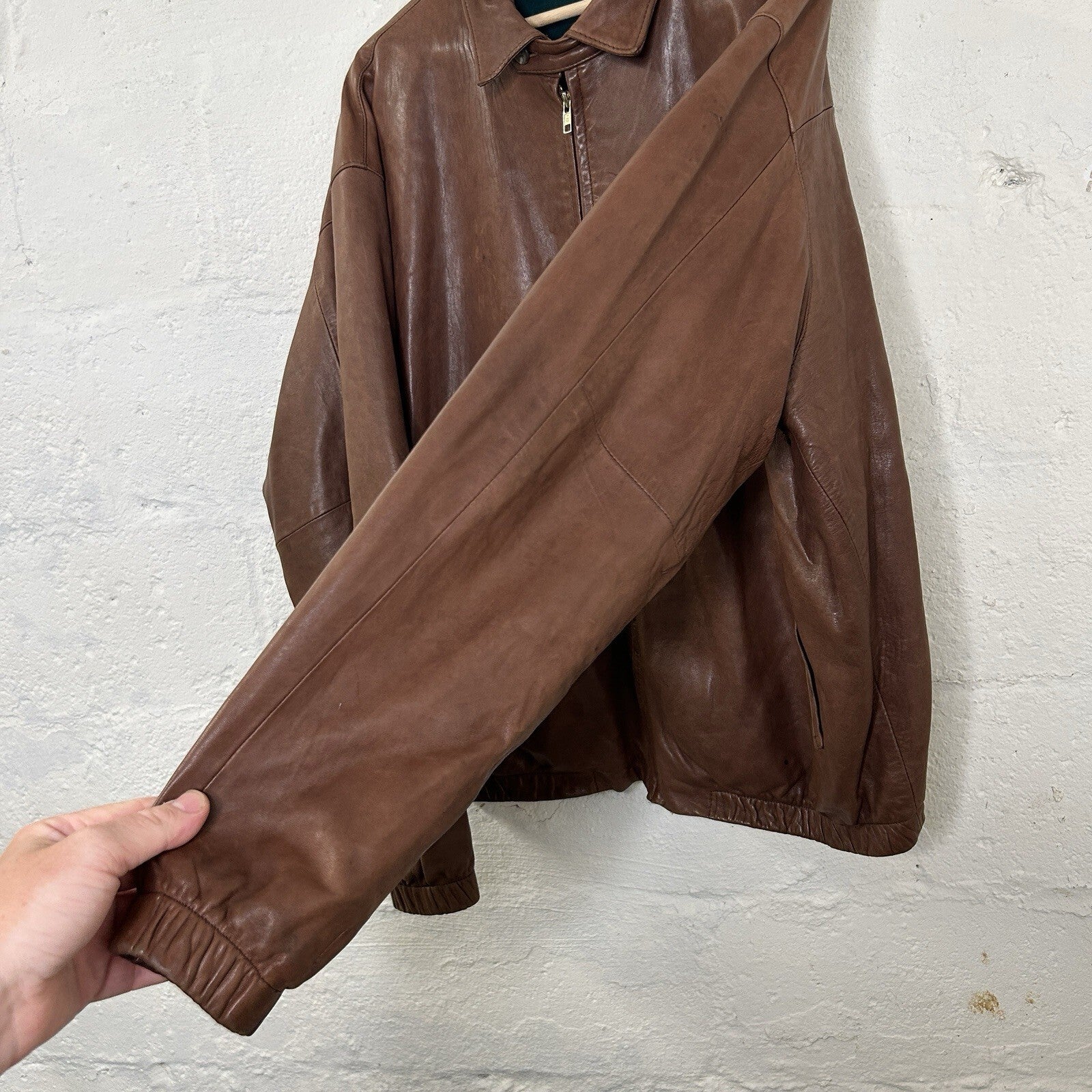 Vintage Polo Ralph Lauren Fleece Leather Harrington Jacket “Brown” Men’s X-Large
