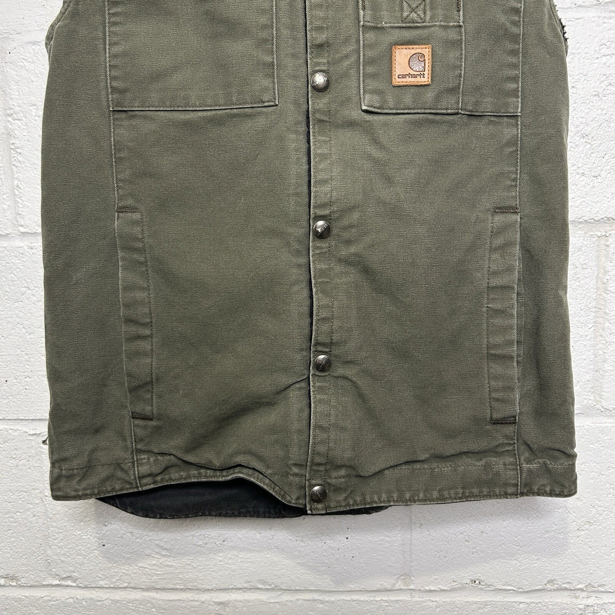 Carhartt Sherpa Lined Multi-Pocket Hooded Vest “Army Green”