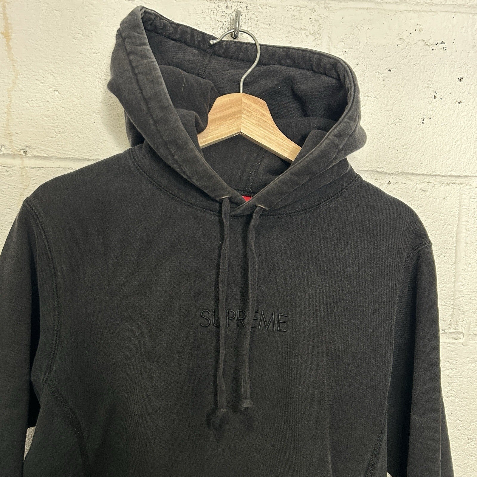 Supreme Tonal Logo Hooded Sweatshirt Hoodie “Black” Men’s Medium Worn