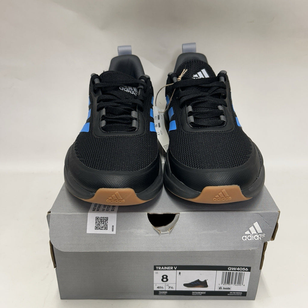 Adidas Trainer V “Black Pulse Blue Gum” Athletic Sneakers GW4056 Men’s 8 New