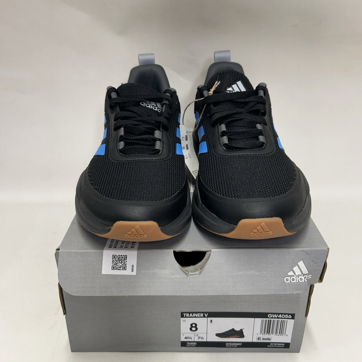 Adidas Trainer V “Black Pulse Blue Gum” Athletic Sneakers GW4056 Men’s 8 New